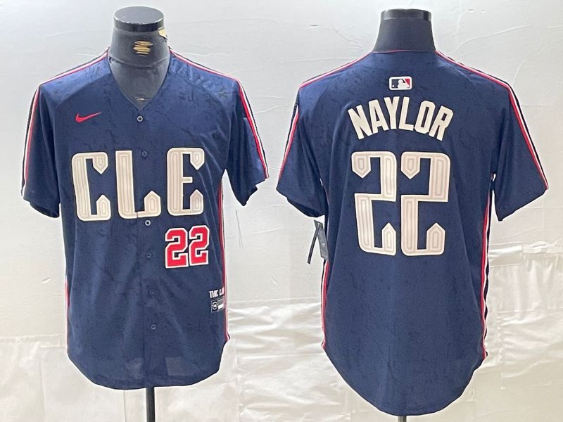 Men Cleveland Indians 22 Naylor Blue City Edition Nike 2024 MLB Jersey style 9